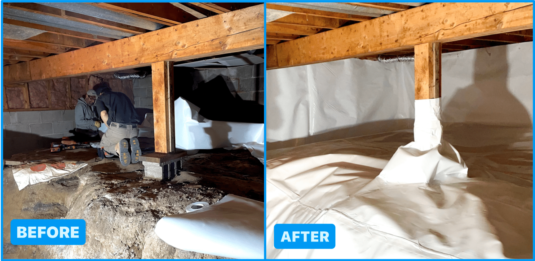 Crawlspace Encapsulation before and after, Crawlspace Encapsulation near me